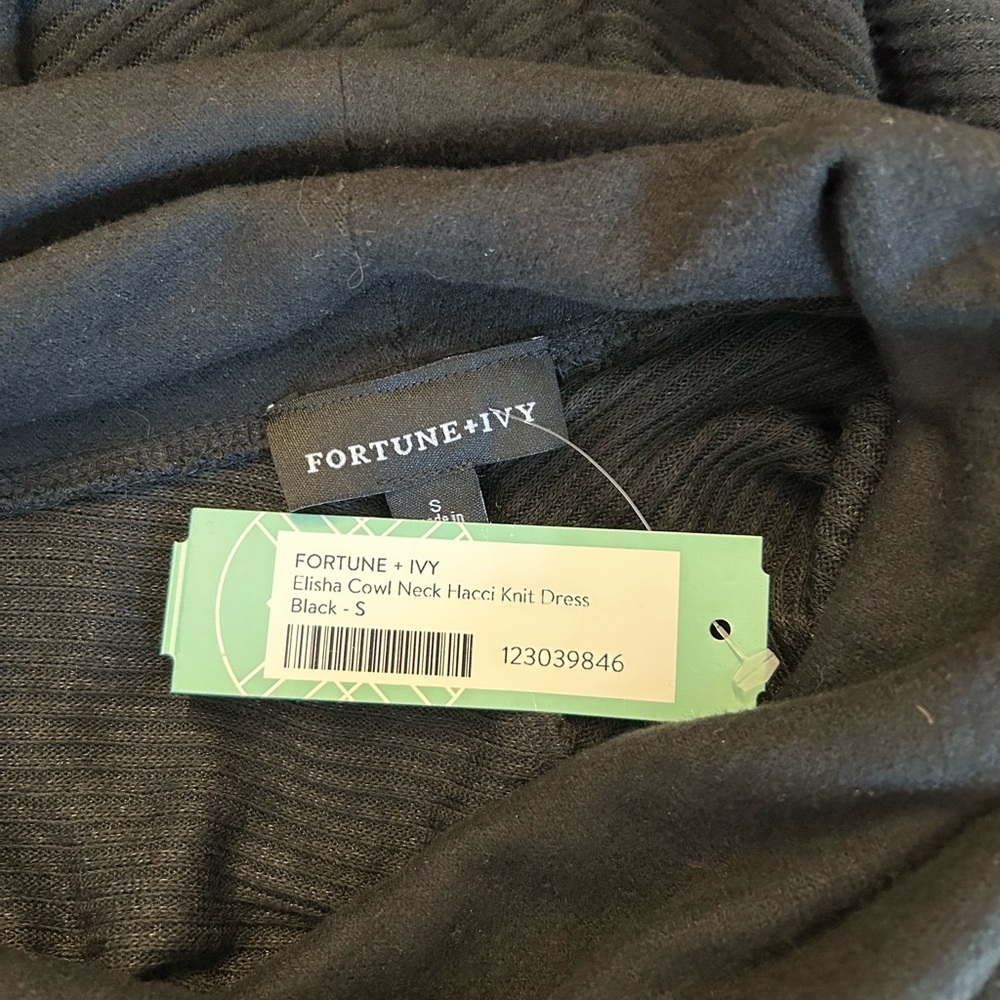 Fortune & Ivy Elisha Cowl Neck Hacci Knit Dress Women’s SZ Small in Black NEW - Picture 5 of 6